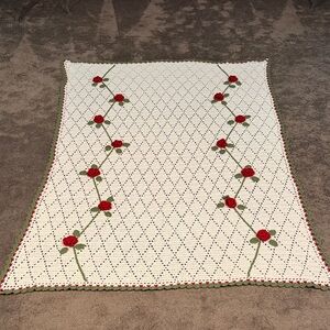 Hand Crochet, Rambling Rose design Blanket.